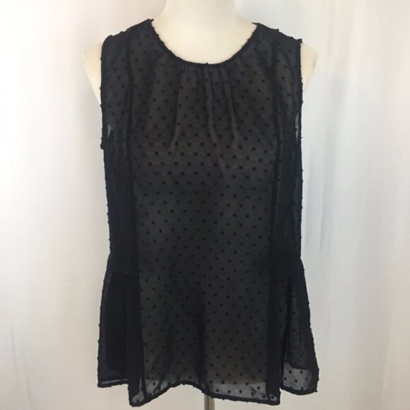 J Crew | Sheer Peplum Dot Top - Picture 1 of 7